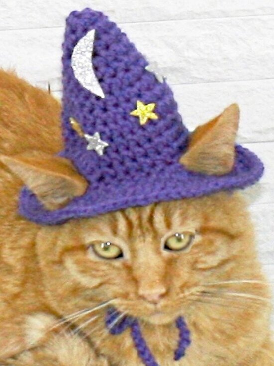 Hand Crafted Other - HAND CRAFTED Crochet Halloween Wizard Hat Moon Stars Costume Photo Prop